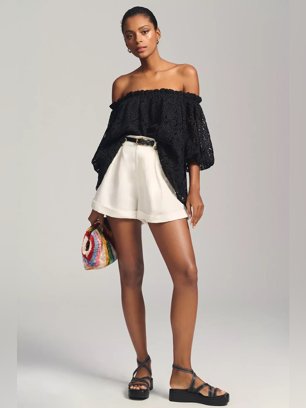 Maeve Anthropologie Whimsigoth‎ Off Shoulder Cutwork Lace Boho Top XXS Romantic